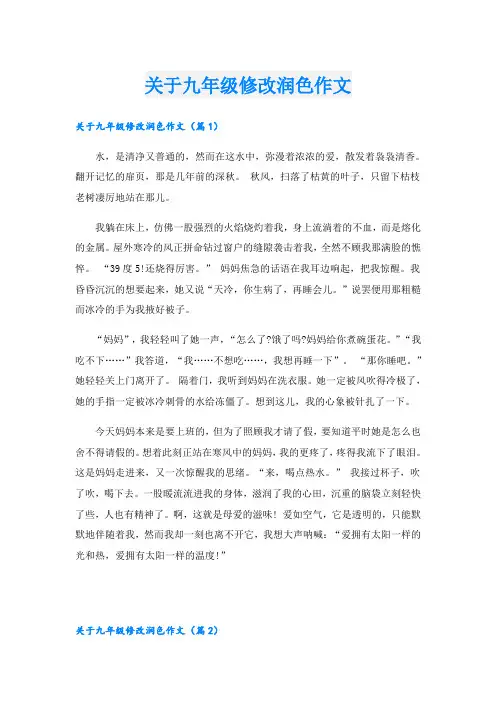 关于九年级修改润色作文