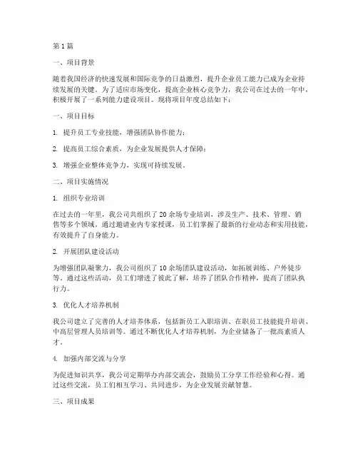 能力建设项目年度总结(3篇)