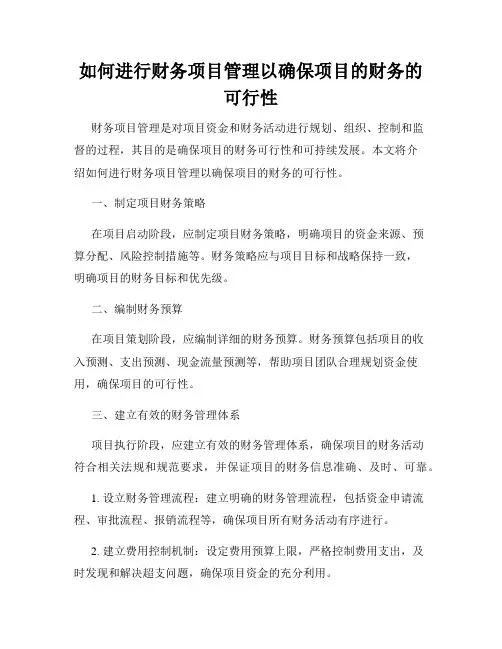 如何进行财务项目管理以确保项目的财务的可行性