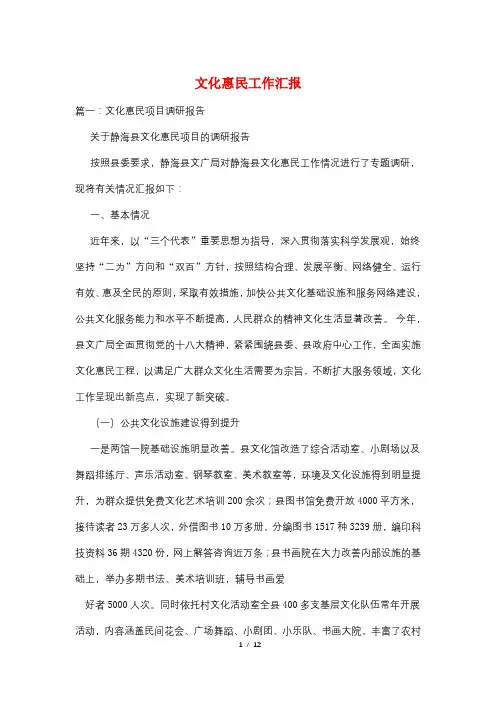 文化惠民工作汇报