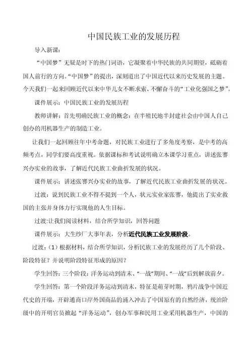 民族工业的发展历程