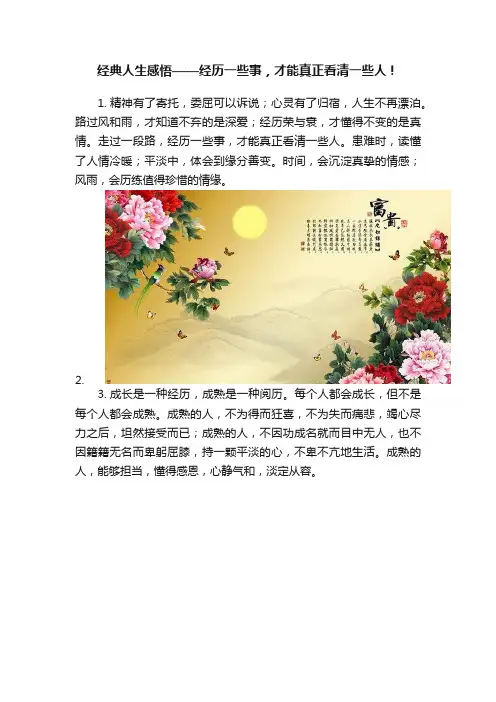经典人生感悟——经历一些事，才能真正看清一些人！