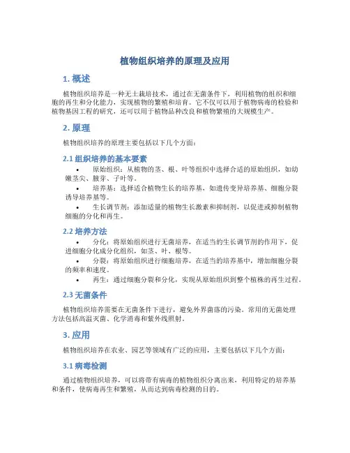 植物组织培养的原理及应用