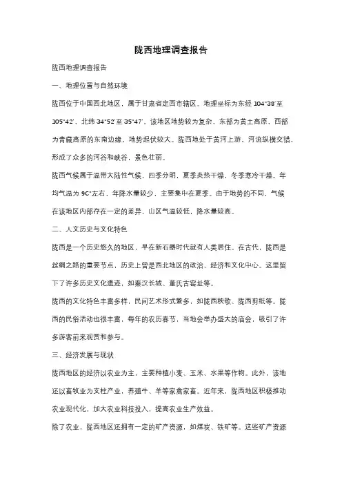 陇西地理调查报告