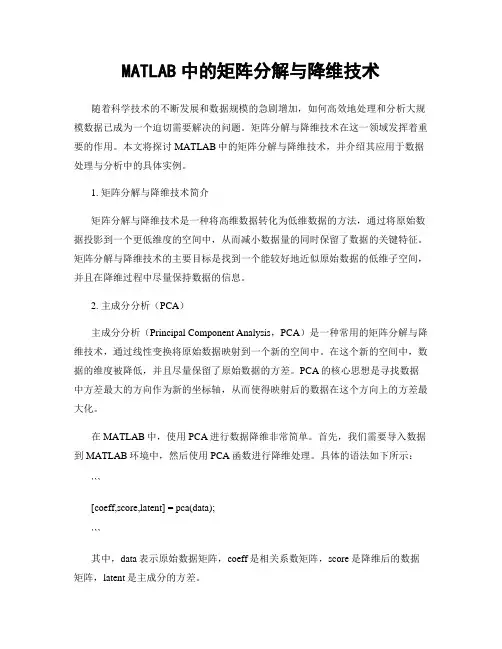 MATLAB中的矩阵分解与降维技术