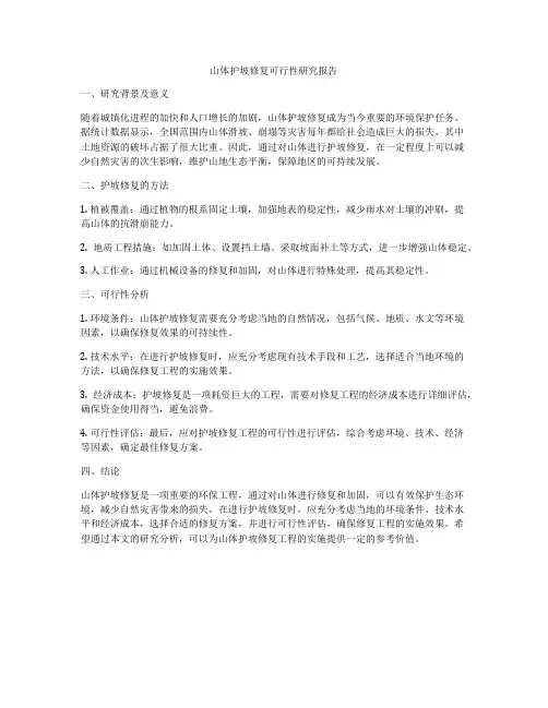 山体护坡修复可行性研究报告