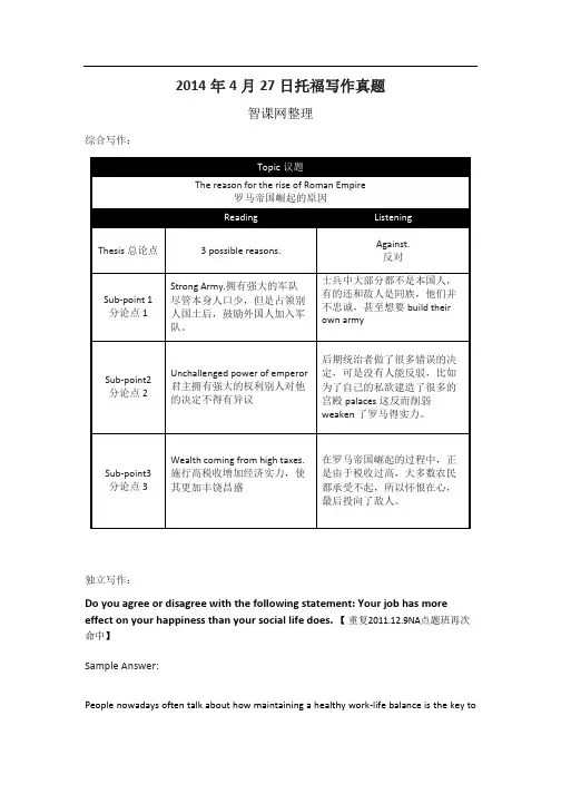 7日托福写作真题
