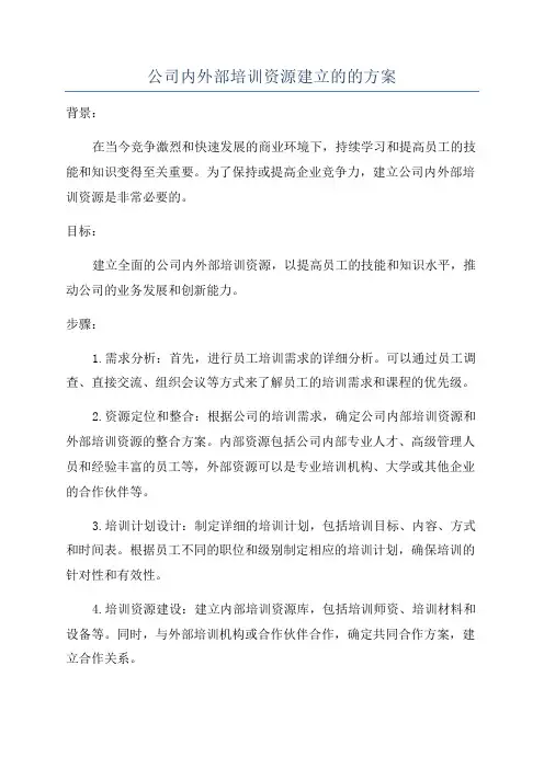 公司内外部培训资源建立的的方案