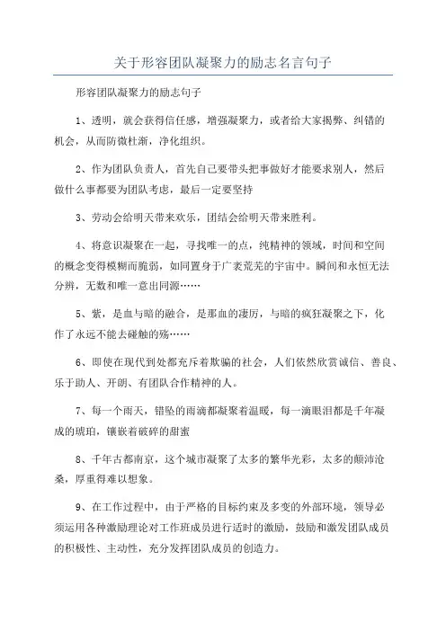 关于形容团队凝聚力的励志名言句子