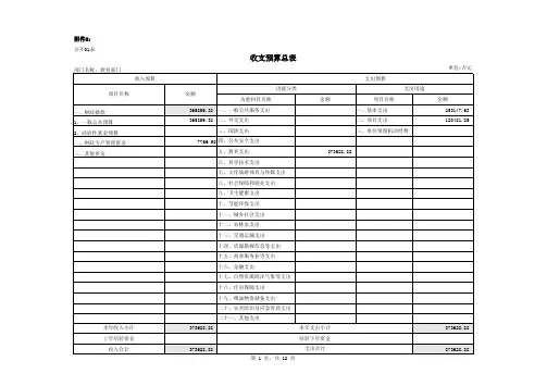 收支预算总表