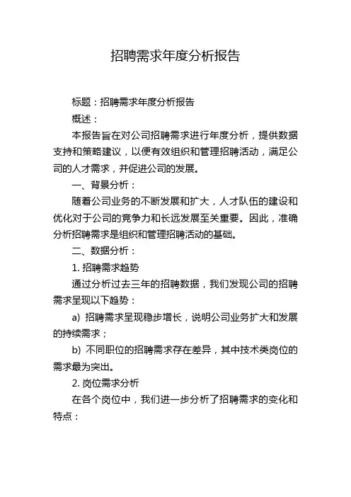 招聘需求年度分析报告