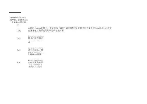 常用纸张线数表及各厚度单位换算(供参考)