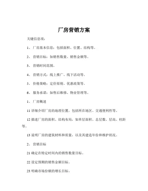 厂房营销方案
