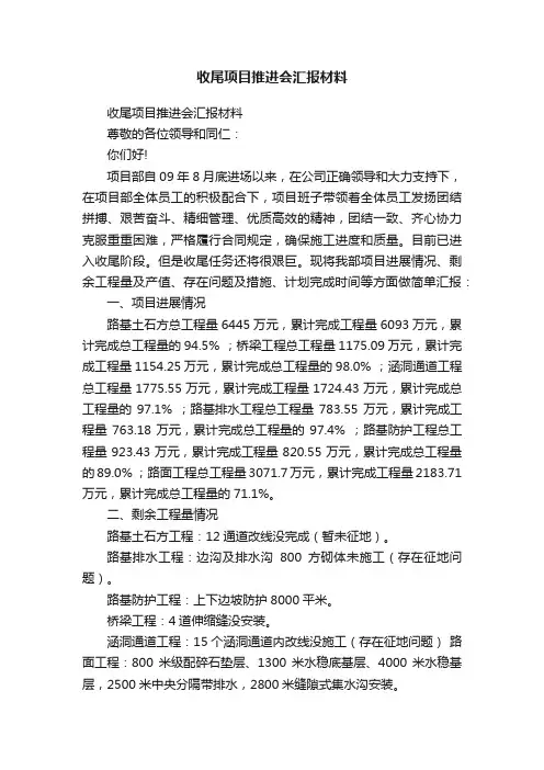 收尾项目推进会汇报材料