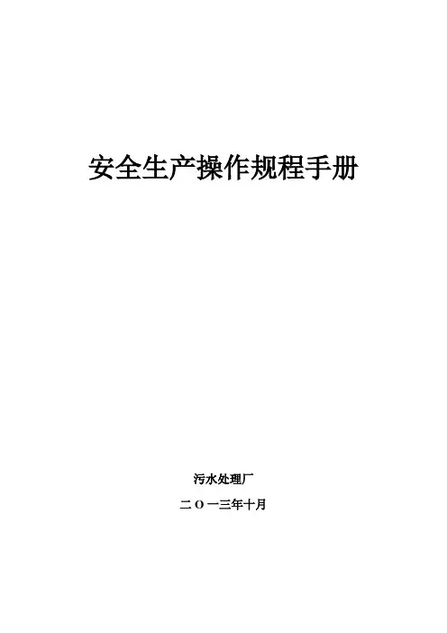 污水处理厂安全生产操作手册