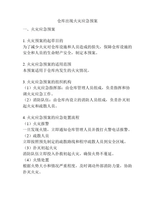 仓库出现火灾应急预案