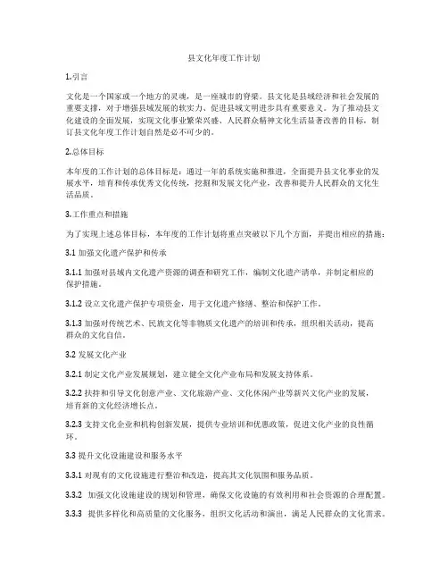 县文化年度工作计划