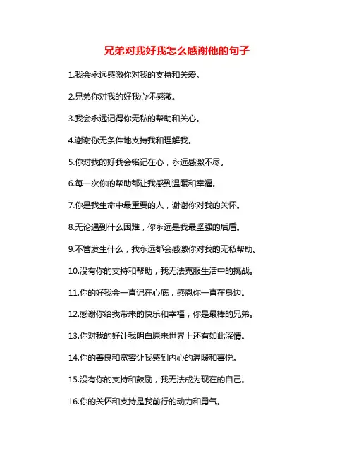 兄弟对我好我怎么感谢他的句子