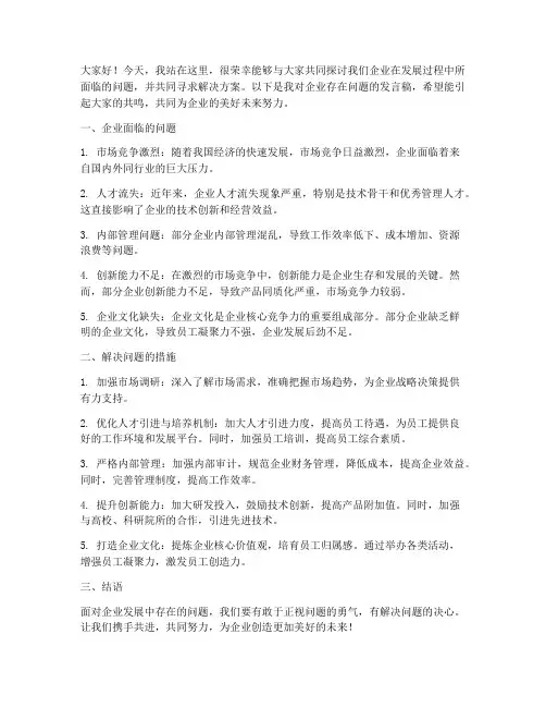 企业解决问题发言稿范文