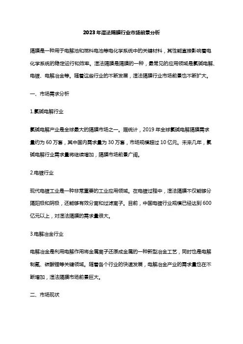 2023年湿法隔膜行业市场前景分析