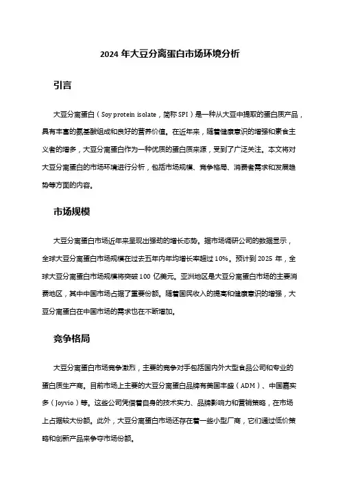 2024年大豆分离蛋白市场环境分析