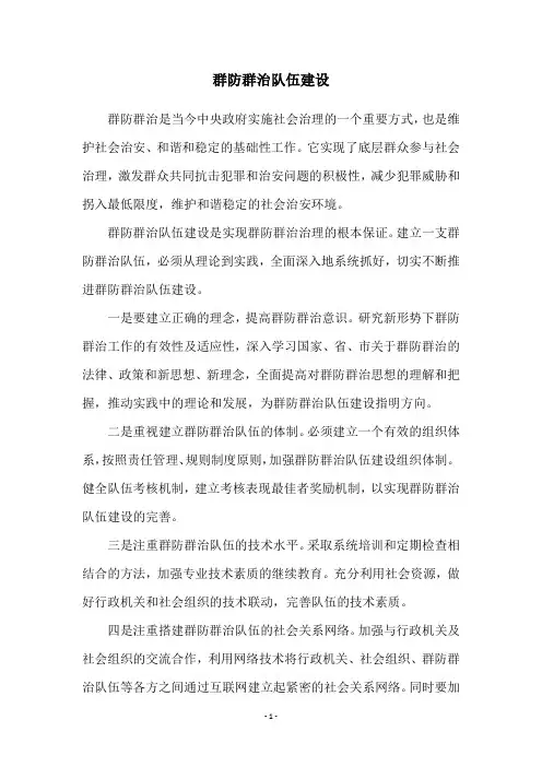 群防群治队伍建设