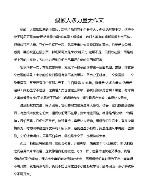 蚂蚁人多力量大作文
