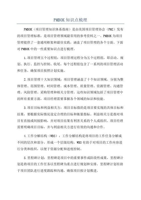 PMBOK知识点梳理