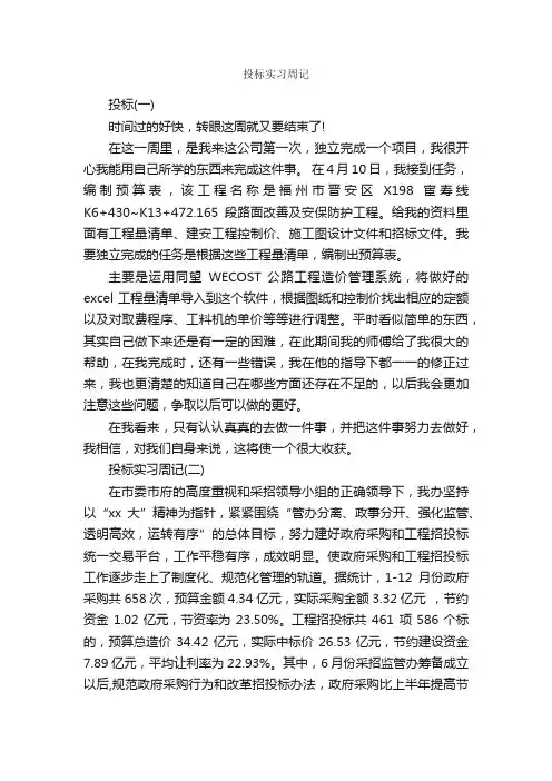 投标实习周记_实习周记_