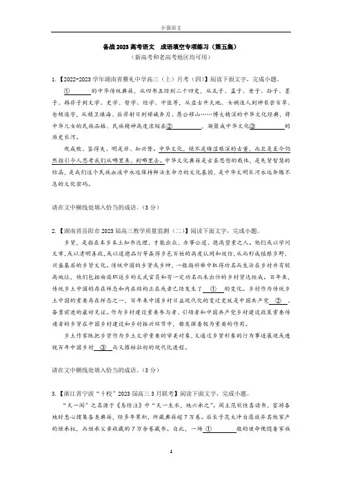 「备战2023高考」成语填空模考题精选第五集