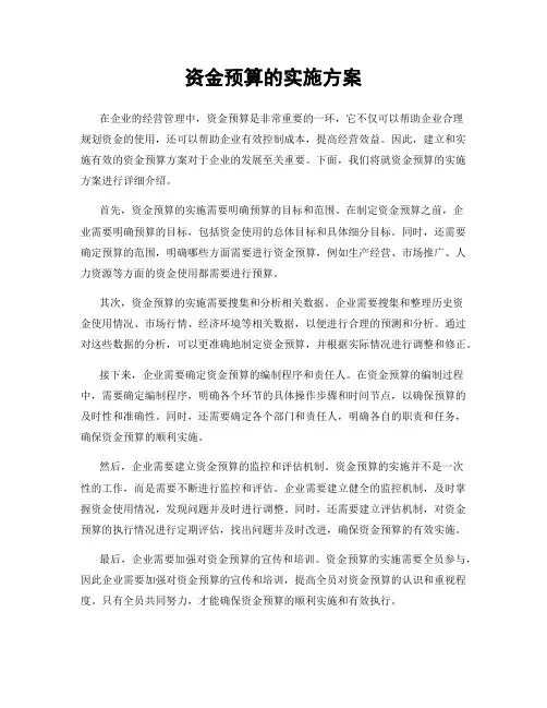 资金预算的实施方案