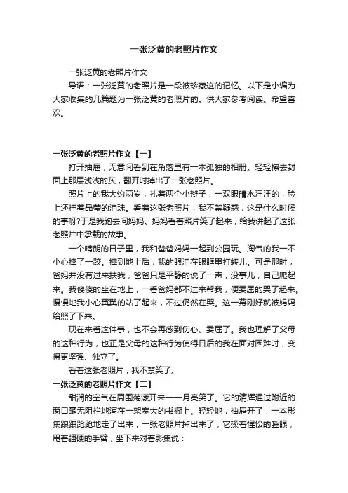 一张泛黄的老照片作文