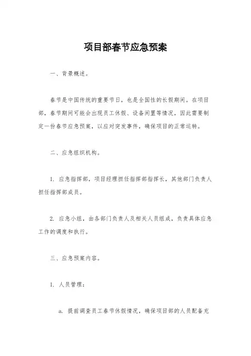 项目部春节应急预案