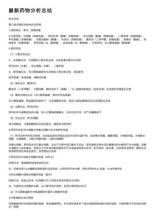 最新药物分析总结