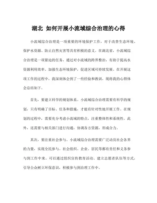湖北 如何开展小流域综合治理的心得