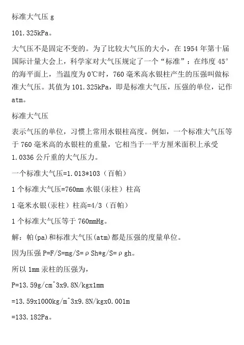 标准大气压g