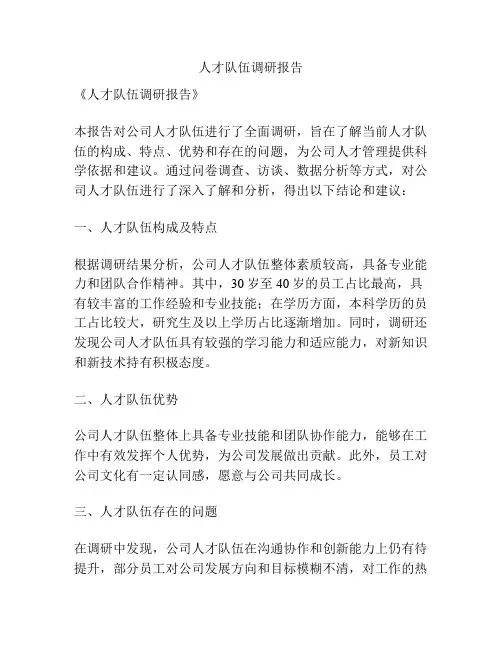 人才队伍调研报告