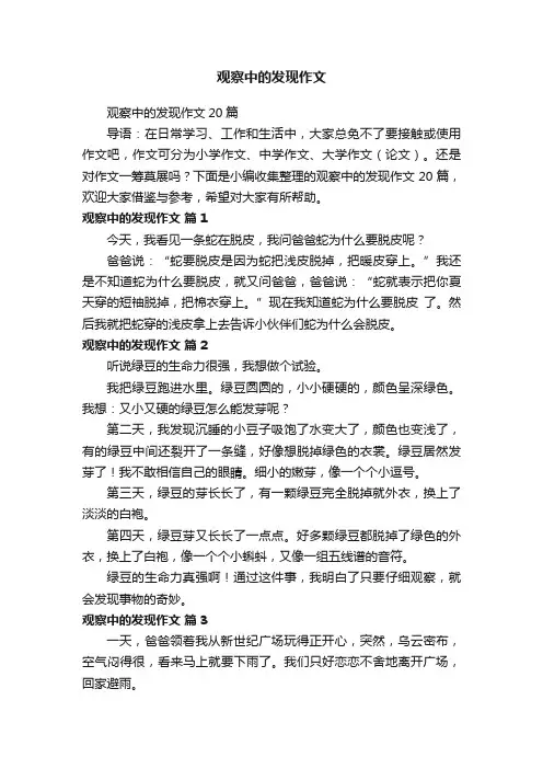 观察中的发现作文