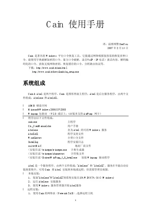 Cain 使用手册