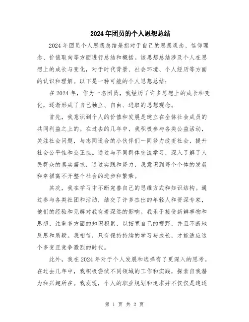 2024年团员的个人思想总结