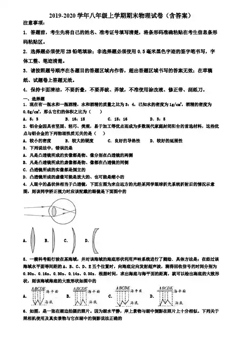 四川省成都市2019-2020学年物理八年级上学期期末调研试卷