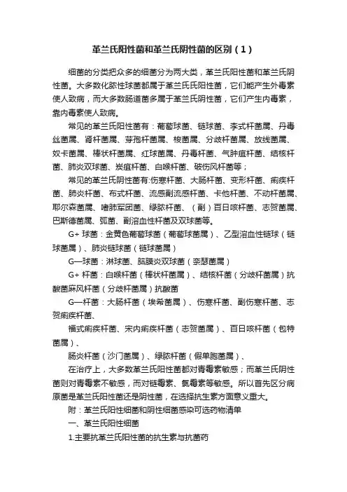 革兰氏阳性菌和革兰氏阴性菌的区别（1）