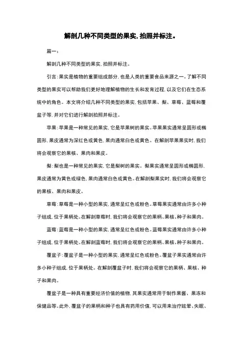 解剖几种不同类型的果实,拍照并标注。