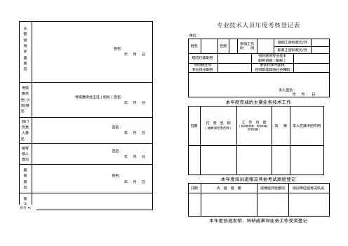 专业技术人员年度考核登记表(模板)