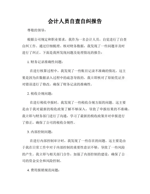 会计人员自查自纠报告