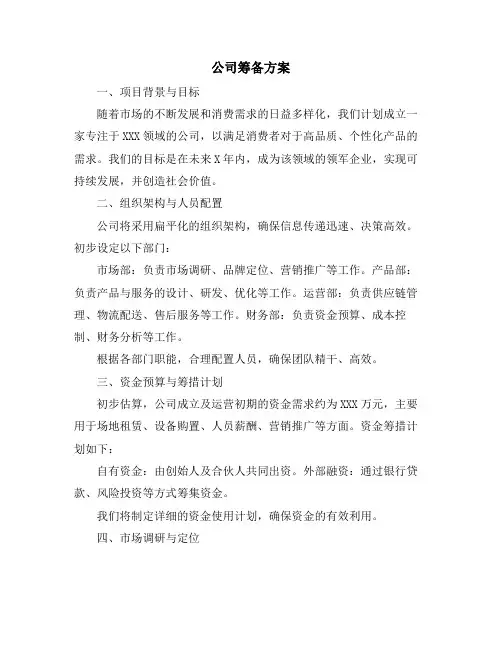 公司筹备方案