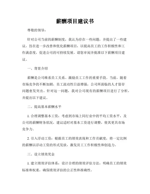 薪酬项目建议书