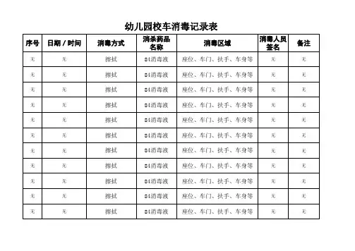 幼儿园校车消毒记录表