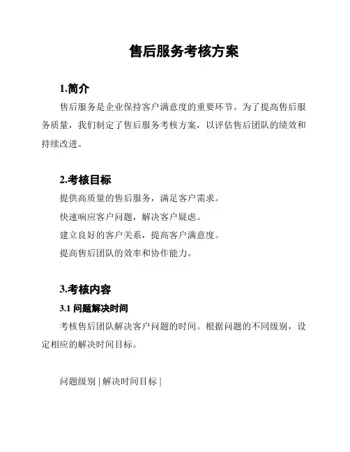 售后服务考核方案