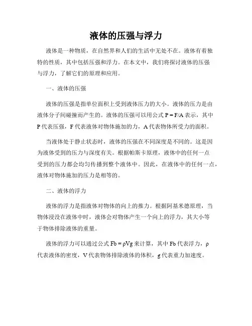 液体的压强与浮力